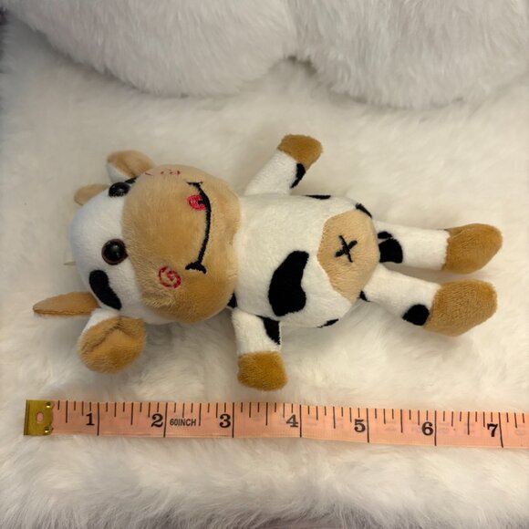 Cute Holstein Cow Plush Stuffie 7in Black White and Tan (SKU: 278TO) - Picture 3 of 3